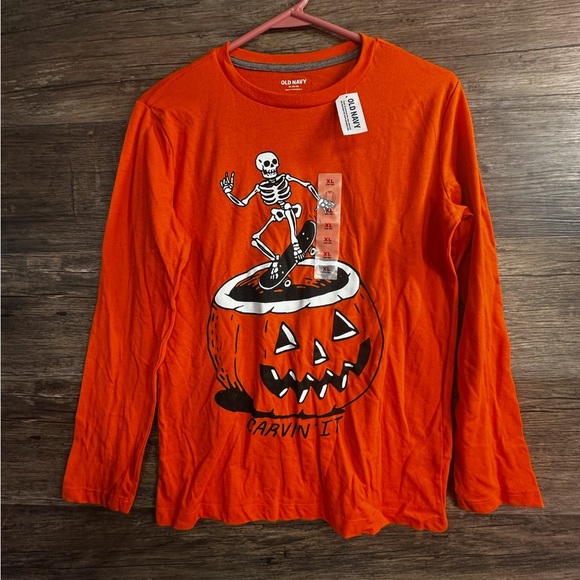 Old Navy Kids Orange Halloween Long Sleeve Tee - Picture 1 of 4